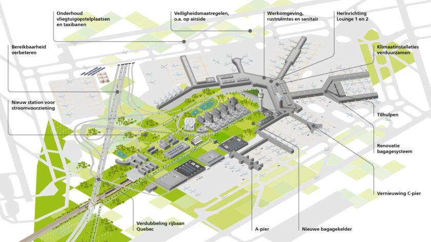 Le plan d’investissement de 6 milliards d’euros de l’aéroport d’Amsterdam-Schiphol pour améliorer les infrastructures face à l’augmentation du trafic de passagers